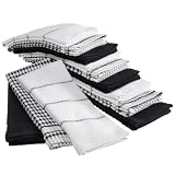 Bardwil Popcorn, Pack of 12 Kitchen Towels, Black by 