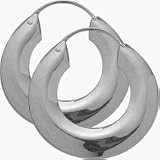 Wide Genuine Sterling Silver Hoop Earrings