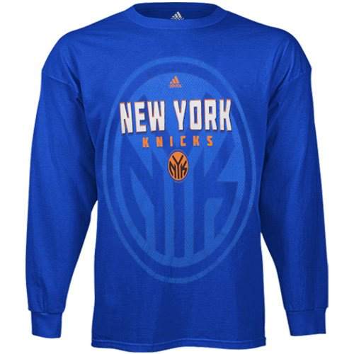 NBA adidas New York Knicks Primetime Long Sleeve T-Shirt - Royal Blue (X-Large)