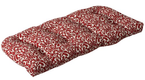 Outdoor Patio Furniture Wicker Loveseat Cushion - Sangria Damask