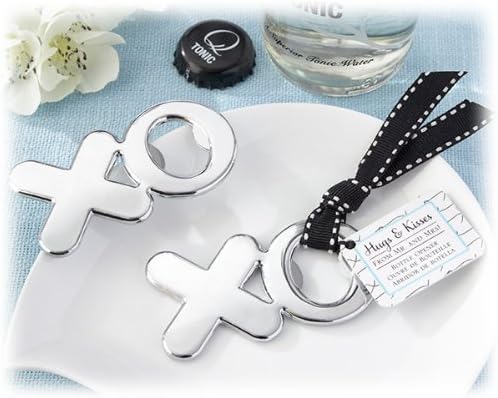Hugs & Kisses from Mr. & Mrs. Chrome XO Bottle Opener Favors (SET OF 23 FAVORS)