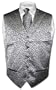Antonio Ricci Men's Silver Gray Paisley Design Dress Vest Silver Grey NeckTie Set for Suit or Tuxedo