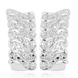 Platinum Plated Sterling Silver Genuine Diamond Accent J-Post Earrings