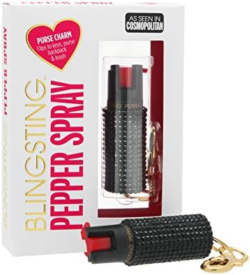 BLINGSTING Pepper Spray for Women - Maximum Strength OC Self Defense Spray - 12 ft Range - UV Marking Dye for Police ID - Swipe Safety Lock - Compact & Fashionable Keychain