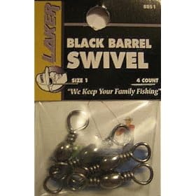 Lakers Size 1 Black Barrel Swivels - 4 pack