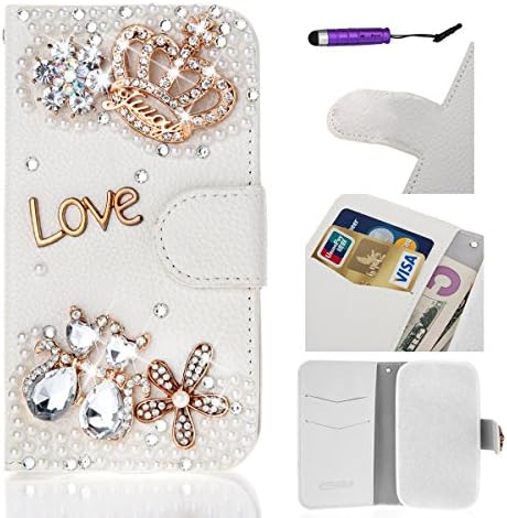Vodafone Smart Prime 6 VF-V895N Case, Moonmini® Handmade 3D Luxury Bling Crystal Cross Crown Rhinestone PU Leather Flip Wallet Case Cover for Vodafone Smart Prime 6 VF-V895N - Crown