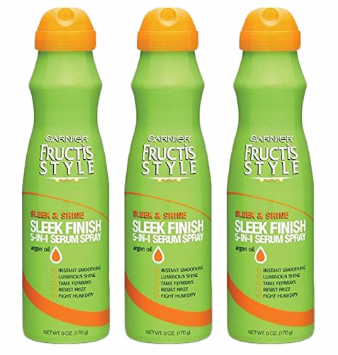 Set of 3 Garnier Fructis Style Shine Sleek Finish 5 In 1 Serum Spray Argan Oil 6Oz