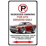 1968 Plymouth GTX Muscle Car-toon No Parking Sign