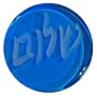 "SHALOM, PEACE, HELLO" - 5" dia Aqua Marine Blue Freestanding Art Glass Blessing in Hebrew. Wish / Share your thoughts with someone special. Sure to be treasured gift.