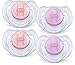 Philips Avent Translucent Toddler Pacifiers 6-18 Months - 4 Pack (Pink/Purple)