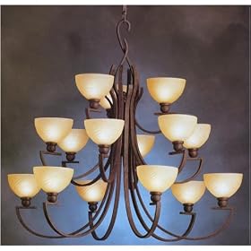 Kichler 2842TZ Contours 15 Light Large Foyer Chandelier in Tannery Bronze with Satin... by Kichler