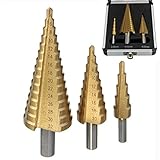 3 ピース 4-12/4-20/4-32高速鋼ステップ ドリル ビット セット ラウンド シャンク