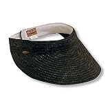 Scala Straw Braid Large Brim Sun Visor Hat in Black