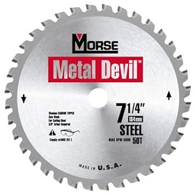 MK Morse CSM72550SC Metal Devil 7-1 4-Inch 50 Tooth Steel Cutting Saw Blade with 5 8-Inch... by MK Morse