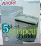 Aurora 5 Sheet Paper Shredder with Waste Basket