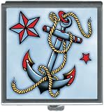 Classic Hardware Christopher Wright Tattoo Anchor and Nautical Star Decorative Small Pill Box