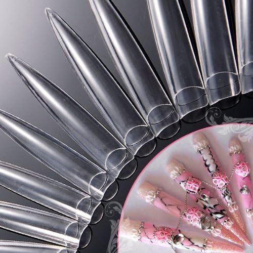 VenuseR New 120pcs White/clear/natural Long Sharp Stiletto Fake Nail Tips False Nail Art Tip Manicure (Clear) by Venuse