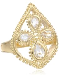 18k Yellow Gold Plated Sterling Silver Teardrop Ring, Size 7