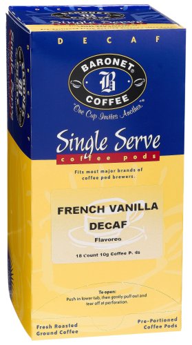 Baronet Coffee Decaf French Vanilla Coffee Pods, 18-Count Boxes (Pack of 4) by Baronet Coffee