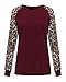 ZANZEA Women's Casual Tops Leopard Print Basic Tee Shirts Reglan Long Sleeve Crewneck T-Shirts Top Leopard Wine Red XXX-Large