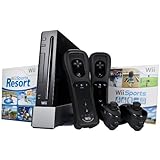 Nintendo Wii Console - Black - Starter Bundle, includes extra Wii Remote Pl ....