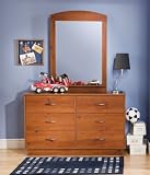 Logik Collection Double Dresser with Mirror in Sunny Pine Finish By South Shore Furniture