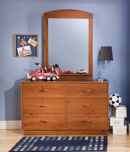 Childrens Toyshop  Toys : Logik Collection Double Dresser with Mirror in Sunny Pine Finish By South Shore Furniture