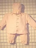 Cpk83, , Knitted on Hand Knitting Machine Baby Pink Chenille, Trimmed By Hand Crochet Cardigan Sweater, Pant, Hat Set Trimmed with Mini Rosebuds: Available in Sizes 0-6mo, 6-12mo, 12-18mo, 18-24mo