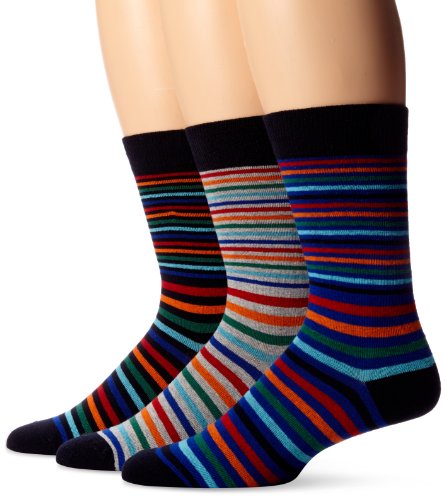 Ben Sherman Men's 3 Pack Jarvis Crew Sock, Blue/Orange, US 9-12