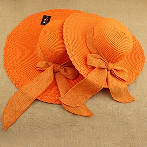 Myztshop Multi-colors Large Brim Flower Beach Sun Hats with Cute Bowknot for Girls