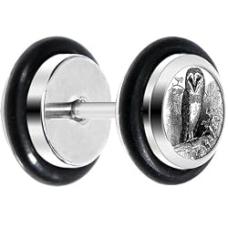 0 Gauge Black And White Owl Cheater Plug