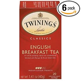 Twinings English Breakfast Tea, Tea Bags, 20-Count Boxes (Pack of 6)