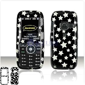 PCMICROSTORE Brand LG Rumor Scoop Black Stars Design Snap-On Case Cover with Removable Swivel Belt Clip