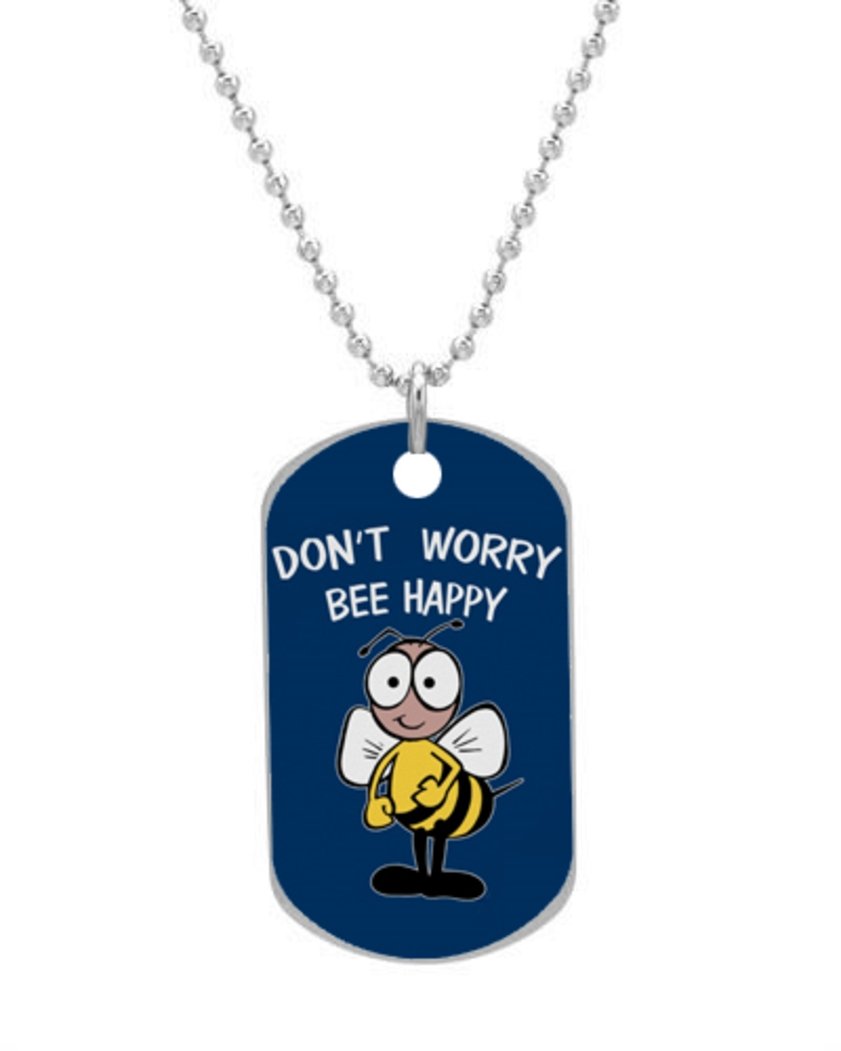 Don't Worry Bee Happy Fashion Custom Dog Tag (Bigger Size) Pet Tag Neck Chain Key Chain Aluminum Dog Tag Dimensions 1.3X2.2X0.1 inches ,Comes with 30" inches beads chain
Don't Worry Bee Happy Fashion Custom Dog Tag (Bigger Size) Pet Tag Neck Chain Key Chain Aluminum Dog Tag Dimensions 1.3X2.2X0.1 inches ,Comes with 30" inches beads chain