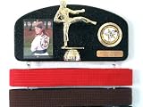 Martial arts belt display with a KICK ! Midn. trophy female