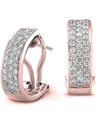 1.01 total carat Round Brilliant Cut Diamond Designer Drop Omega Back Drop Earrings in 14k Gold
