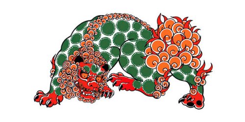 祭化粧　M057　唐獅子（小）（8.7cm x 5cm）