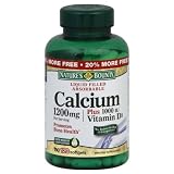 Nature's Bounty Calcium, 1200 mg, Plus Vitamin D3, 1000 IU, Rapid Release Liquid Softgels, 120 ct.