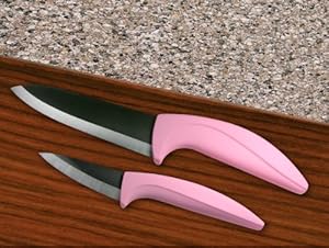 Ultra-Sharp, Comfort-Grip Ceramic Paring and Santoku Knife Set