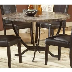 Hillsdale Monaco Round Faux Marble Top Dining Table with 48-Inch Diameter, Matte Espresso