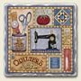 Tumbled tile trivet ~ Quilters Friends ~ 8 inch square ~ code 440