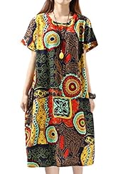 General Print Cotton/Linen  Shirt  Dress