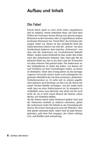 Lektürehilfen Andorra. Ausführliche Inhaltsangabe und Interpretation