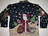 Primitive Santa Woven Cotton Cardigan By Susan Winget