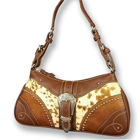 Mocha pebble grain Leather 'Cowgirl Romance' Baguette 1-compartment