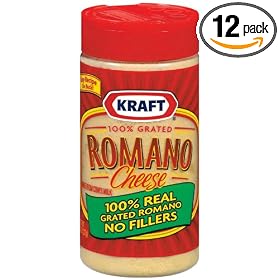 Kraft Grated Romano, 8 Ounce Cannister (Pack of 12)