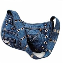 Denim Purse with Studs Crafted from Vintage Denim