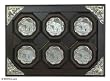 Nickel and wood tray and coasters, 'Wild Elephants' (set of 6)