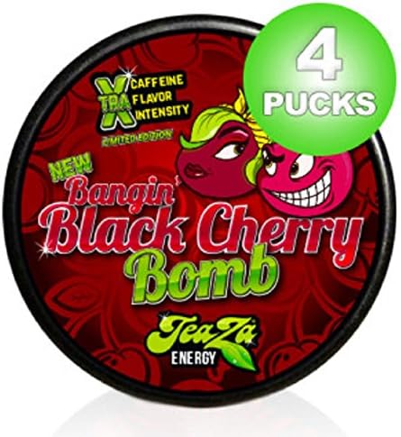 TeaZa Energy's New Limited Edition Flavor Bangin' Black Cherry Bomb 4 Pucks Have More Energy Anywhere!