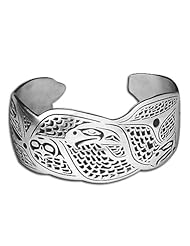 Sterling Silver Northwest Coast Native American Eagle Flight Bracelet. Made in USA.
